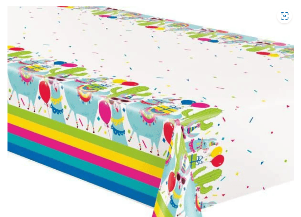 Llama Birthday Tablecover, 54 in x 84 in