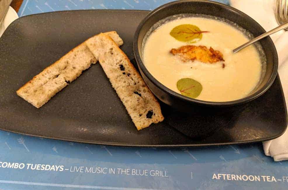 soup with slices of ciabatta