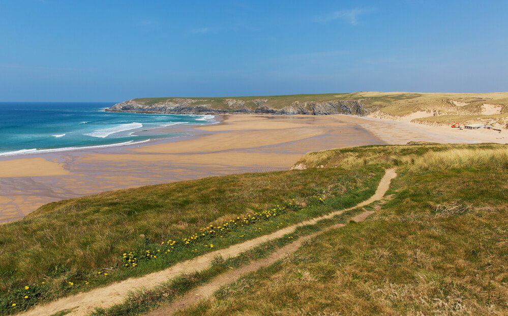 Coast path Holywell Bay Cornwall England UK near Newquay