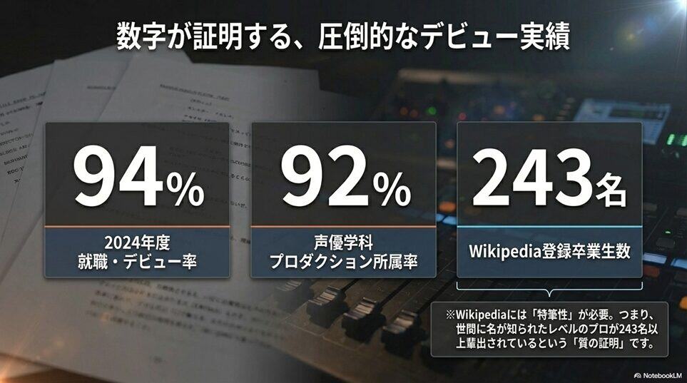 アミューズメントメディア総合学院の圧倒的な就職・デビュー実績——数字で見る本当の実力