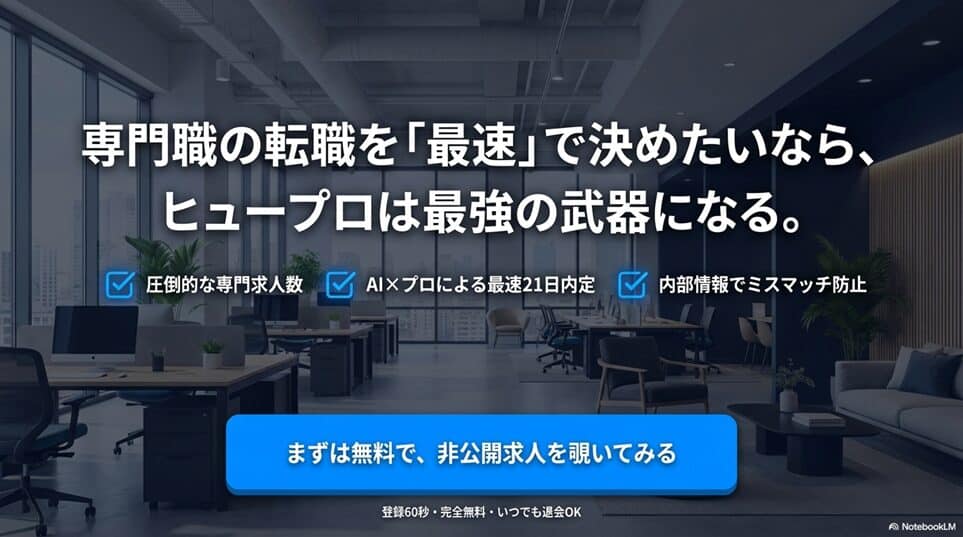 まとめ：ヒュープロは「専門職の転職を早く決めたい人」に最強のサービス