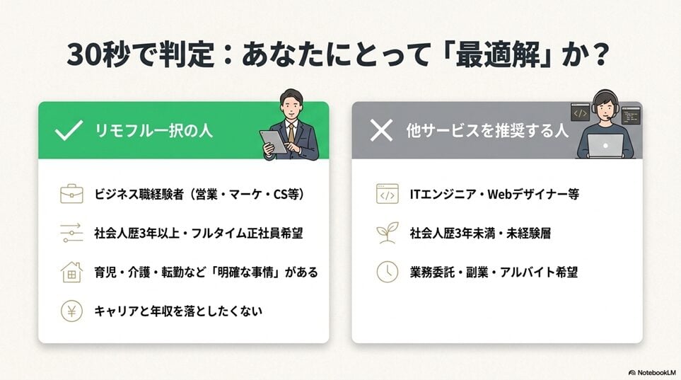 結論｜Remoful（リモフル）の評判は「家庭の事情で諦めかけた人」に最も刺さる