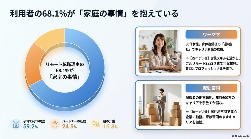 Remoful（リモフル）利用者の68.1%が「家庭の事情」｜あなたはどれに当てはまる?