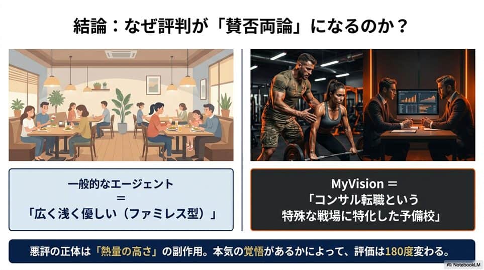 結論：MyVisionの評判が「賛否両論」になる本当の理由