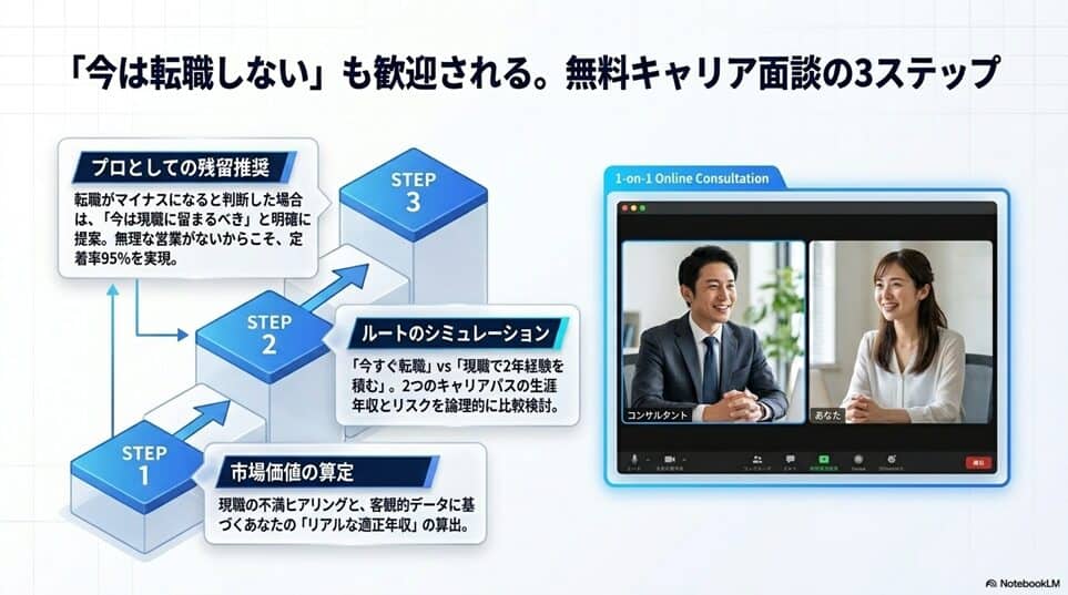 「今は転職しない」もOK：ツインプロの無料キャリア面談で実際に起きる3つのステップ