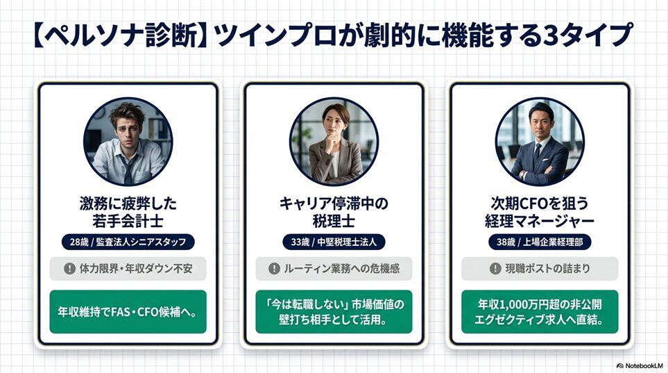ツインプロを使うべき人・使うべきでない人【ペルソナ別診断】「ツインプロを強くおすすめできる3つのペルソナ」