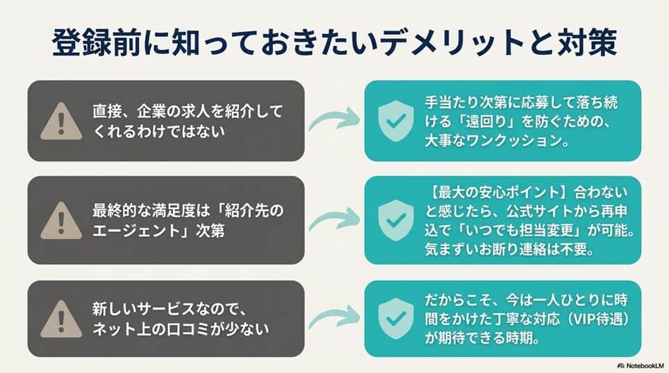 登録前に知っておきたいサクキャリマッチのデメリットと注意点