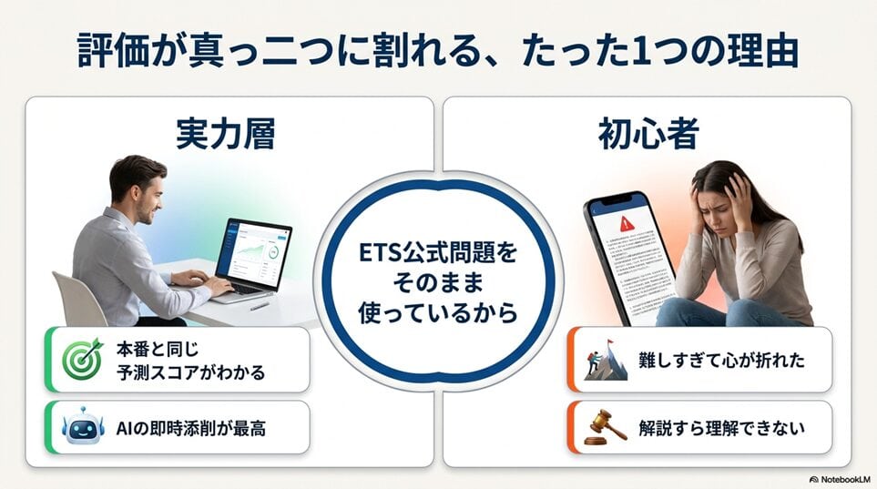 【結論】Santa TOEFLの口コミは「実力層」と「初心者」で真っ二つに割れる