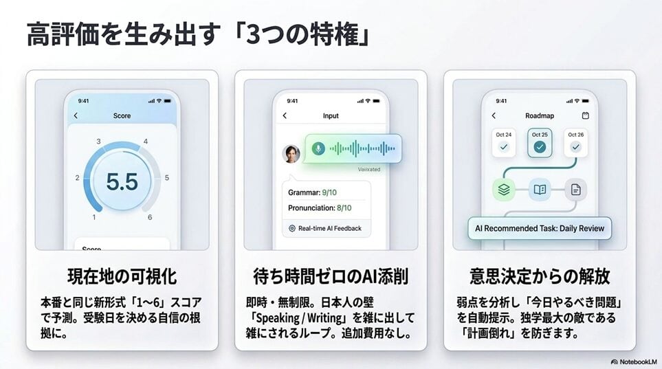 Santa TOEFLの良い口コミの正体：評価が集中している3つの機能
