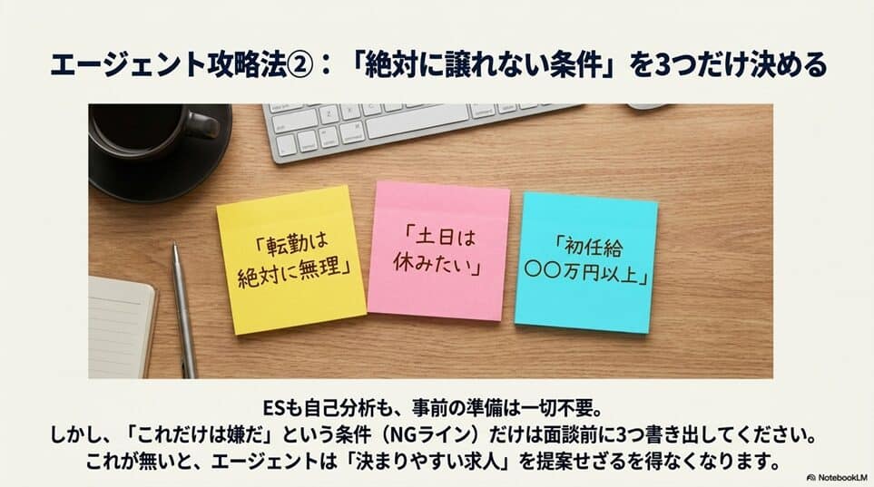 エノサポ就活の面談を受ける前に、これだけは決めておいてください「2. 譲れない条件を3つだけ決める」