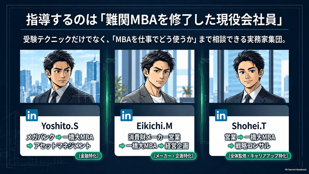 MBAロンダリングのサービス内容と料金「公開されている講師3名の経歴」