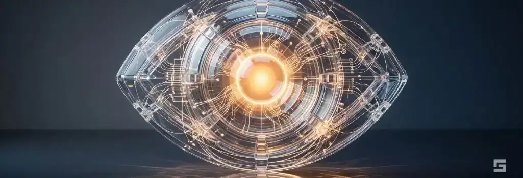 An abstract clear glass lens structure glowing with a warm amber light on a deep navy background, representing a Drug Recognition Expert's subjective examination. Strategic criminal defense litigation resources by Grano Law Offices, P.C.