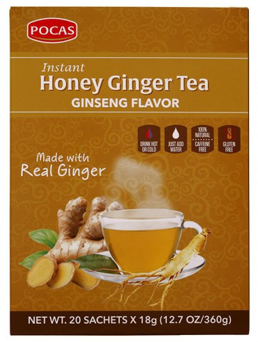 Pocas instant honey ginger tea with ginseng flavor