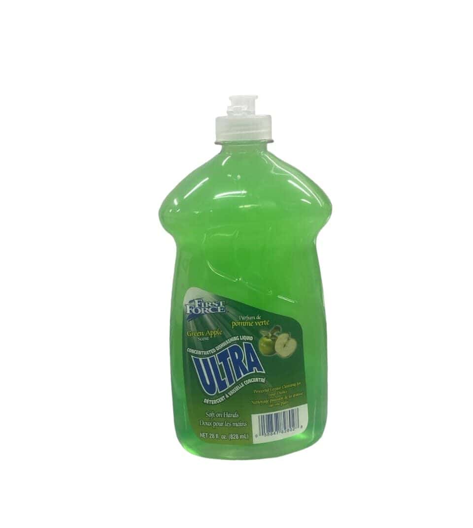 First force green apple scent ultra dishwashing liquid soap 828ml
