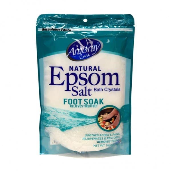 Amoray natural epsom salt foot soak relieves tired feet 454g