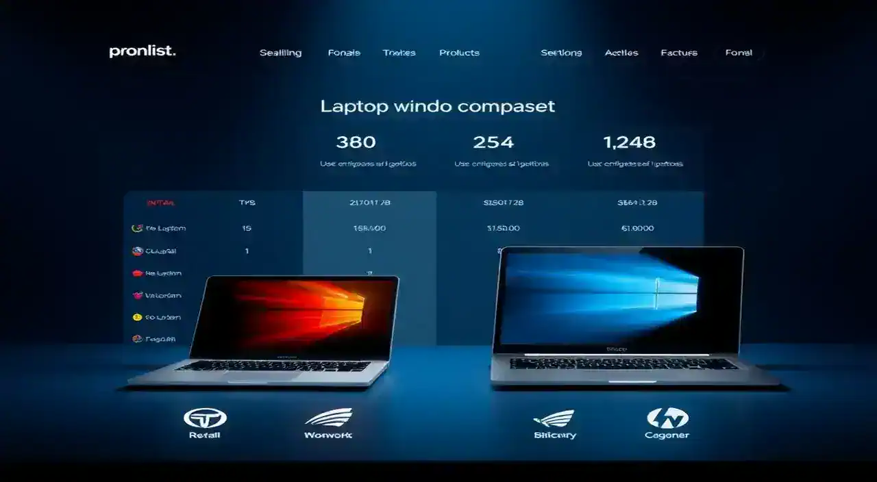 Web de laptops: diseño moderno, datos visuales
