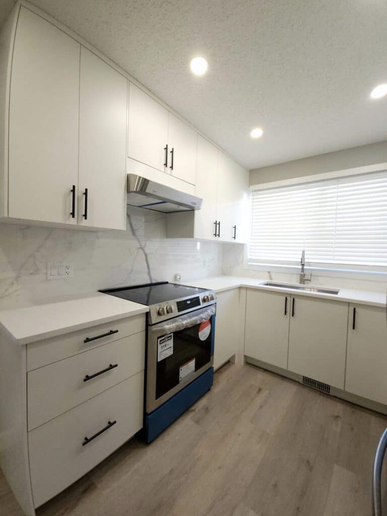 Custom kitchen cabinetry and installed by Calgary Home Development