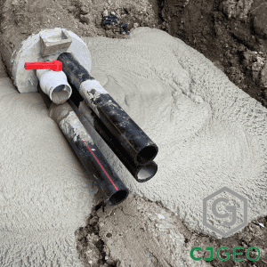 CJTherm thermal grout venting out of the annulus on an HDD.