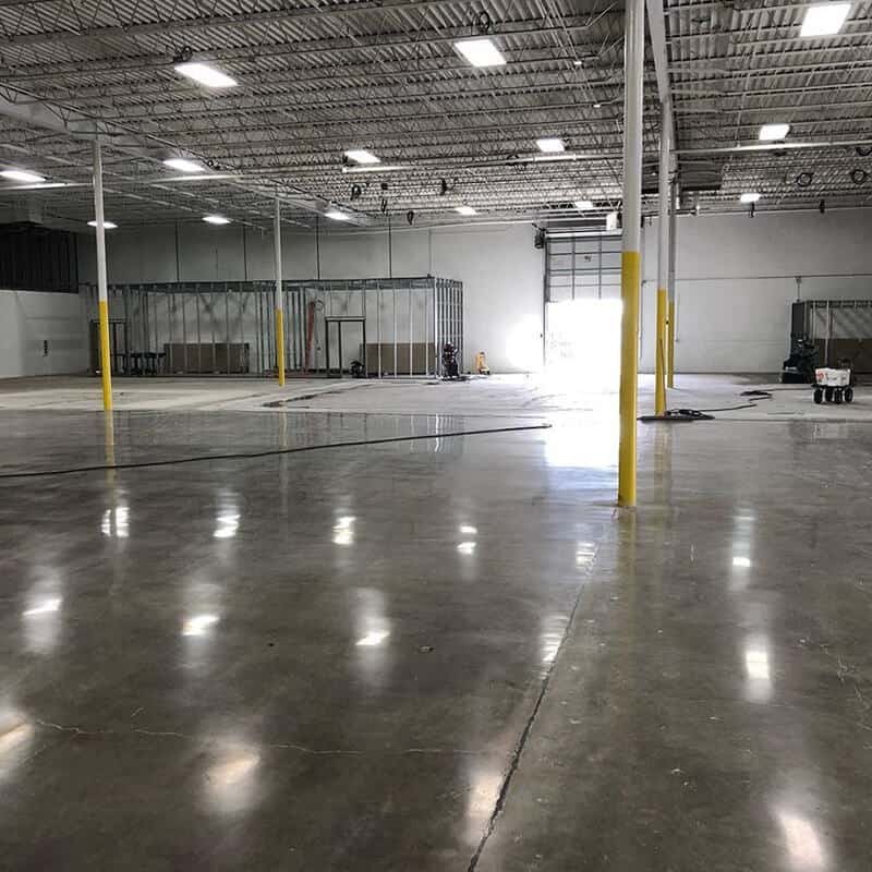 polished concrete with lights
