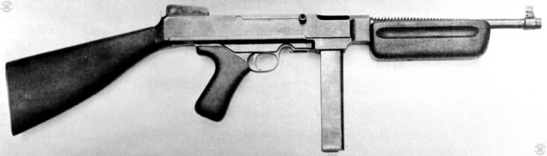 This is the Atmed submachine gun andwas the third George J. Hyde design to be examined by the US military by 1942. The weapon was a more simplified redesign of the Hyde Model 35 and has a square receiver with a conventional cocking knob on the right side of the weapon. PHOTO CREDIT: US Army