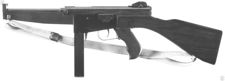 The left side of the Military Ingram model 6 submachinegun. There are no controls on the left side of the weapon except for the bayonet catch to the bottom rear of the muzzle piece. PHOTO CREDIT: ROCK ISLAND AUCTIONS