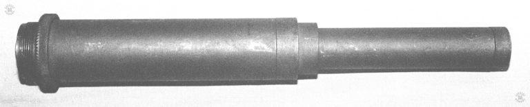 The fully assembly M3 suppressor. This is an extremely rugged unit having been made up of heavy steel tubing and may be a field manufactured expedient specimen. Photo Credit: Kevin Dockery
