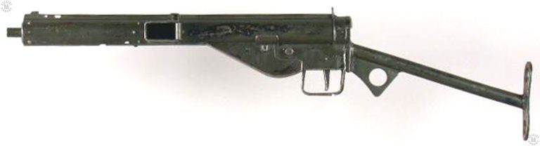 A left-side view of the very simple Sten Mk III. There are no extraneous parts added to the construction of this weapon. Even the forward “sling swivel” is simply an elongated hole drilled through the upper seam on the receiver just behind the front sight. PHOTO CREDIT: SPRINGFIELD ARMORY NATIONAL HISTORIC SITE