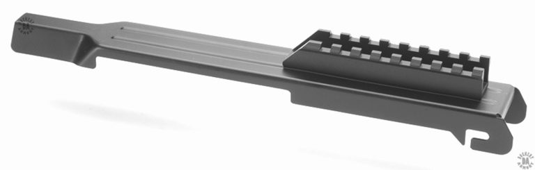 This is an optional top cover for the PM-98 with a section of MIL-STD-1913 (Picatinny) rail secured to the rear half. The top cover can be easily changed over from the standard flat top cover, giving the weapon the option to fit additional sighting or aiming systems. PHOTO CREDIT: FABRYKA BRONI