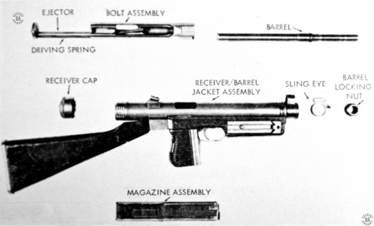 The Vz-24 field stripped for maintenance. The mechanism is very simple and tears down to these few component parts. PHOTO CREDIT: US DIA