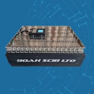 90AH SCIB LTO battery on blue circuit background.