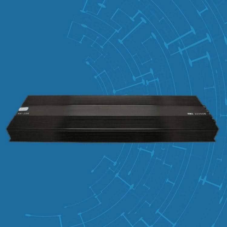 Black amplifier on digital circuit background