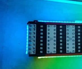 LED panel with colorful lights on floor