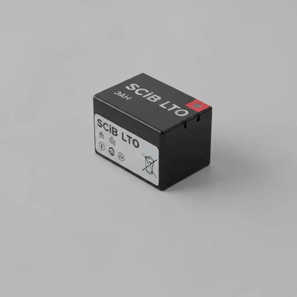 SCiB LTO 3Ah rechargeable battery on gray background