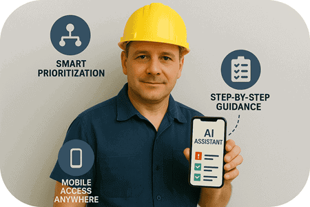 eWorkOrders AI Work Order Assistant interface for enterprise CMMS