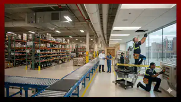 Healthcare maintenance workers doing repairs.