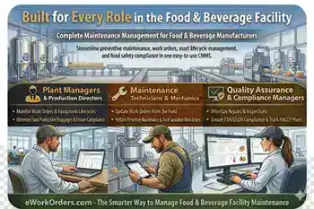 food and beverage facilities maintenance management roles
