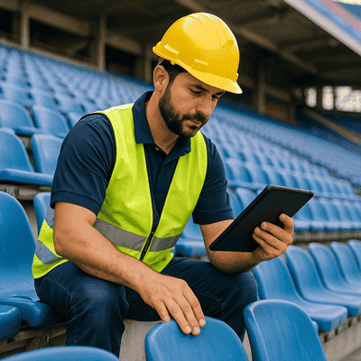 Tech looking at the eWorkOrders check list to make sure all of the tasks are done.