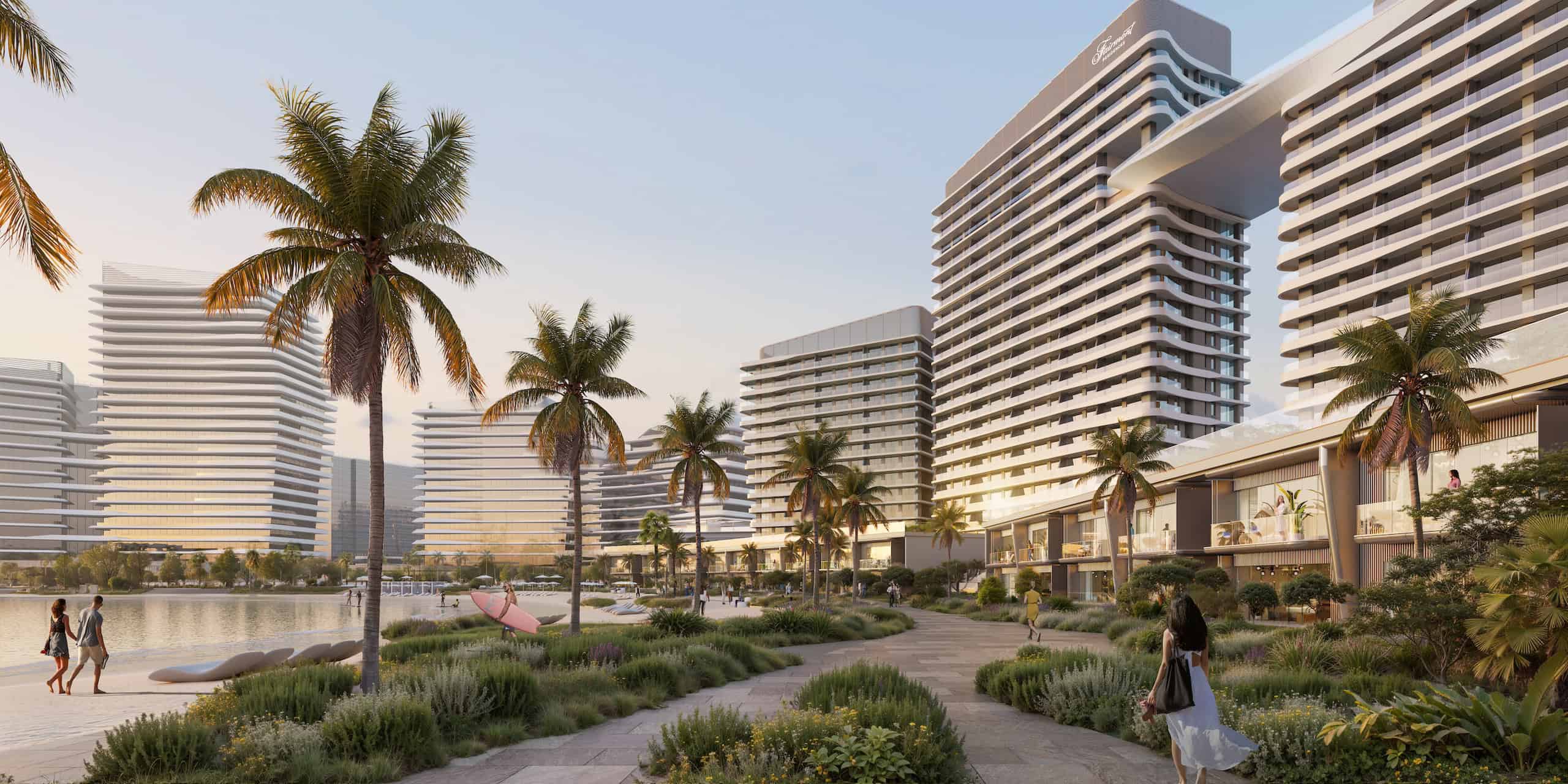 Seaside view of Fairmont Residences at Al Marjan Island featuring luxury resort-style living and branded residential apartments.
