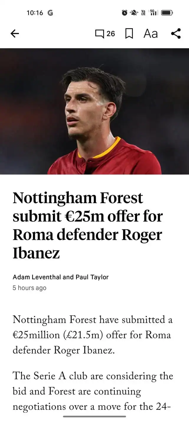 Roma Challenge Nottingham Forest with €25m Bid for Feyenoord’s Givairo Read