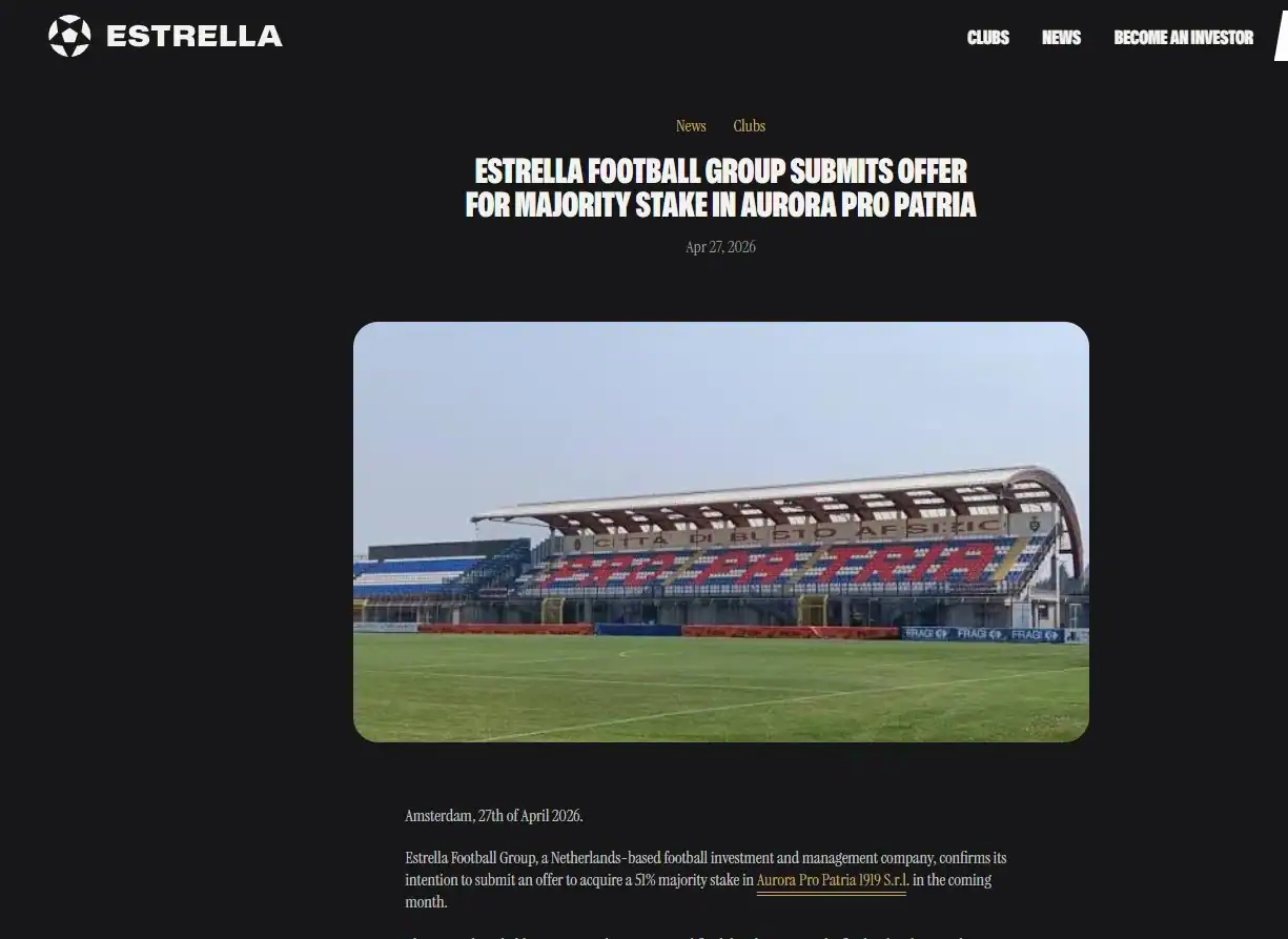 Estrella Football Group’s Horizontal Multi-Club Model: From Pro Patria to the World