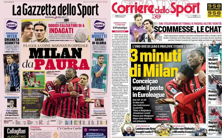 Milan Sink as Maignan Sees Red: Italian Front Pages React to Bournemouth Horror Show