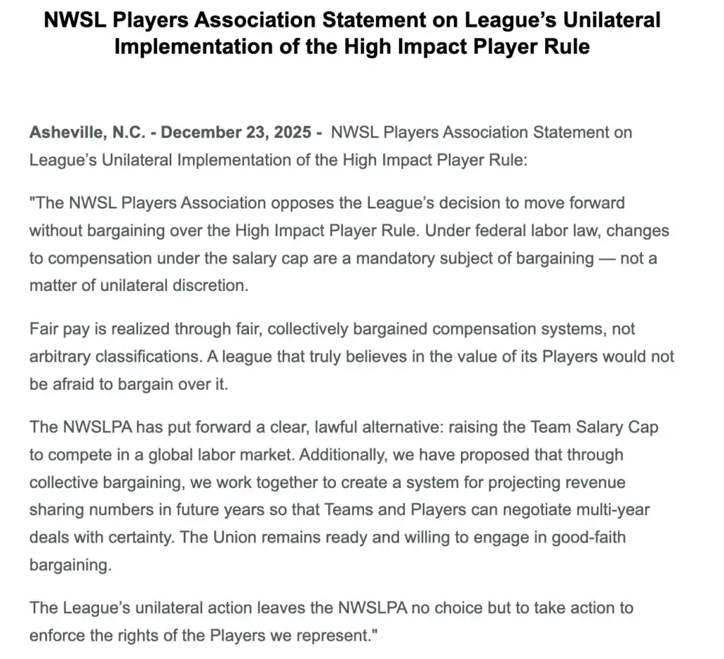 NWSL and Players Association Overhaul HIP Rule, Settle Six Grievances in Landmark Agreement