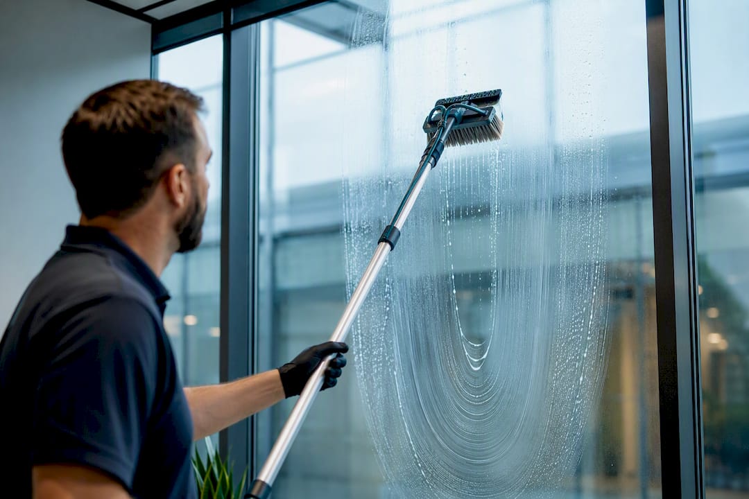 Glasreinigung mit der B&uuml;rste