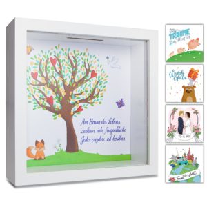 Glückswolke Spardose Lebensbaum Geschenk Taufe Kommunion Konfirmation