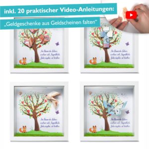 Glückswolke Geldgeschenk Verpackung Bilderrahmen mit Spardose Taufe
