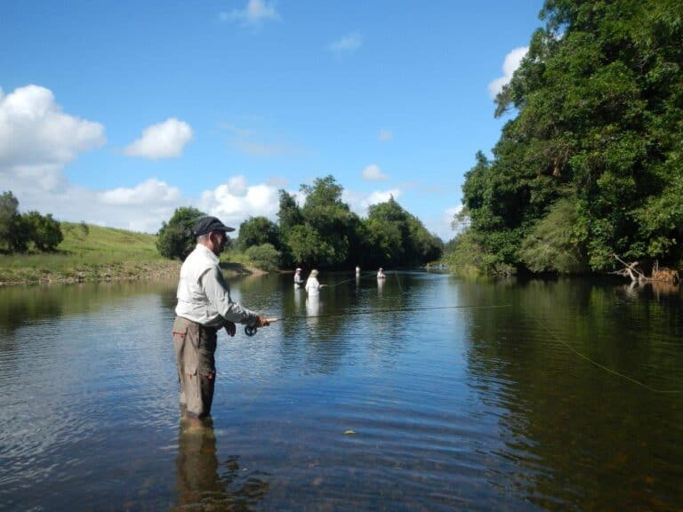 Phil, Julian, Bob, Robin and Dave W wet wading