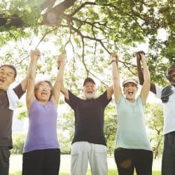 Meet Up Retired Wellbeing Pensioner Workout Concept
