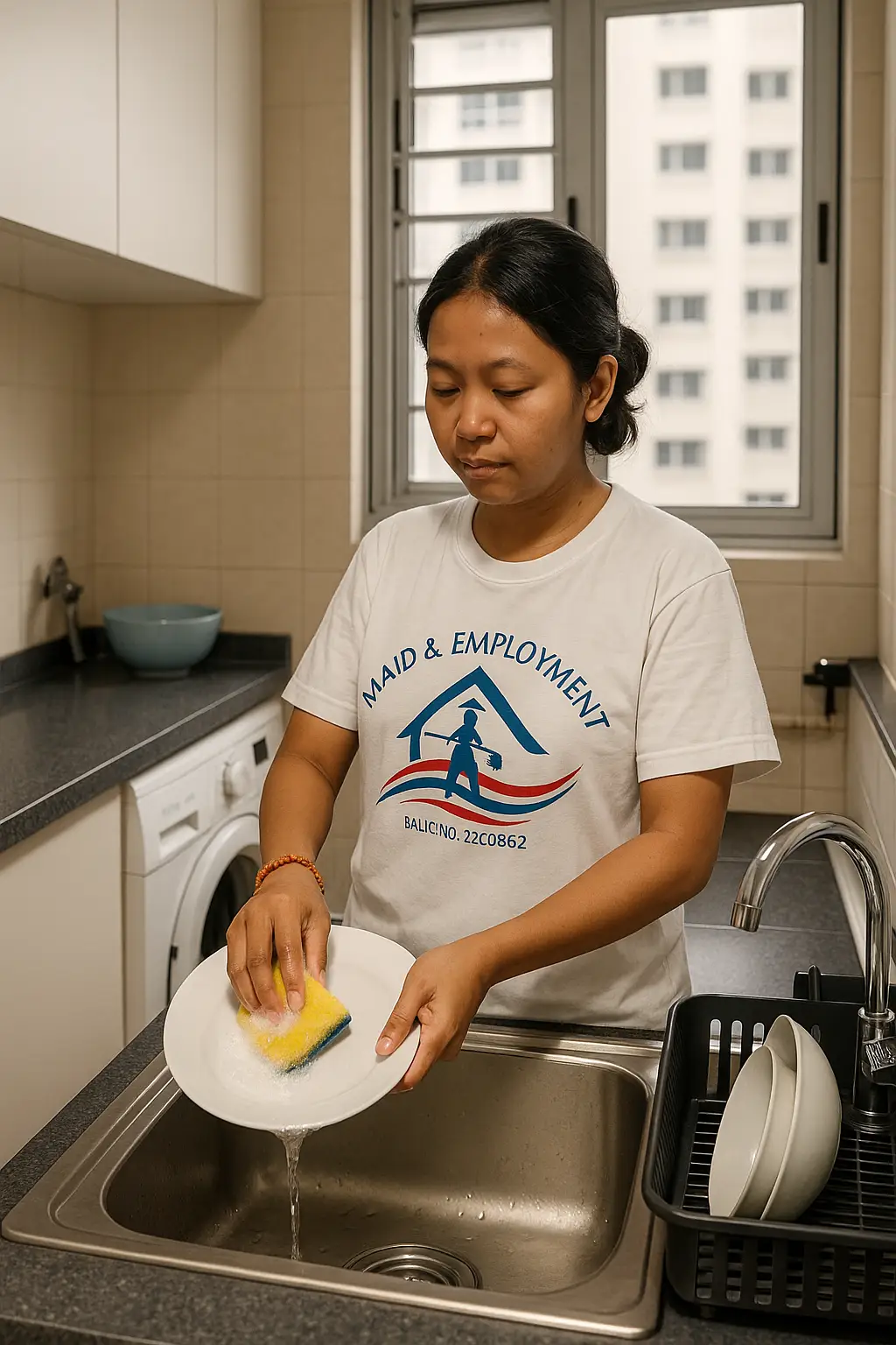 Jans Maid helper working in an HDB flat in Singapore