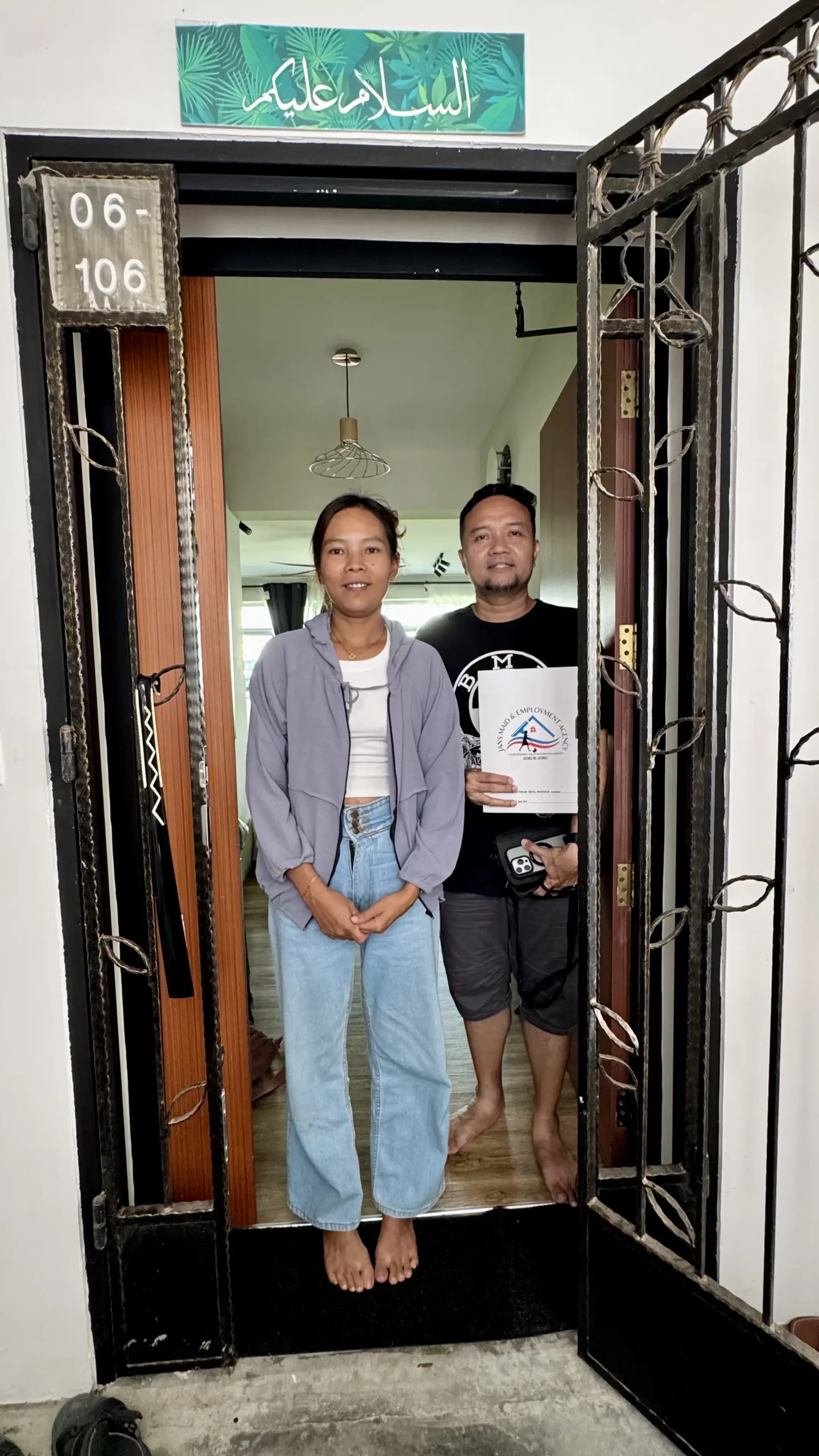 Singapore family welcomes their new helper after placement