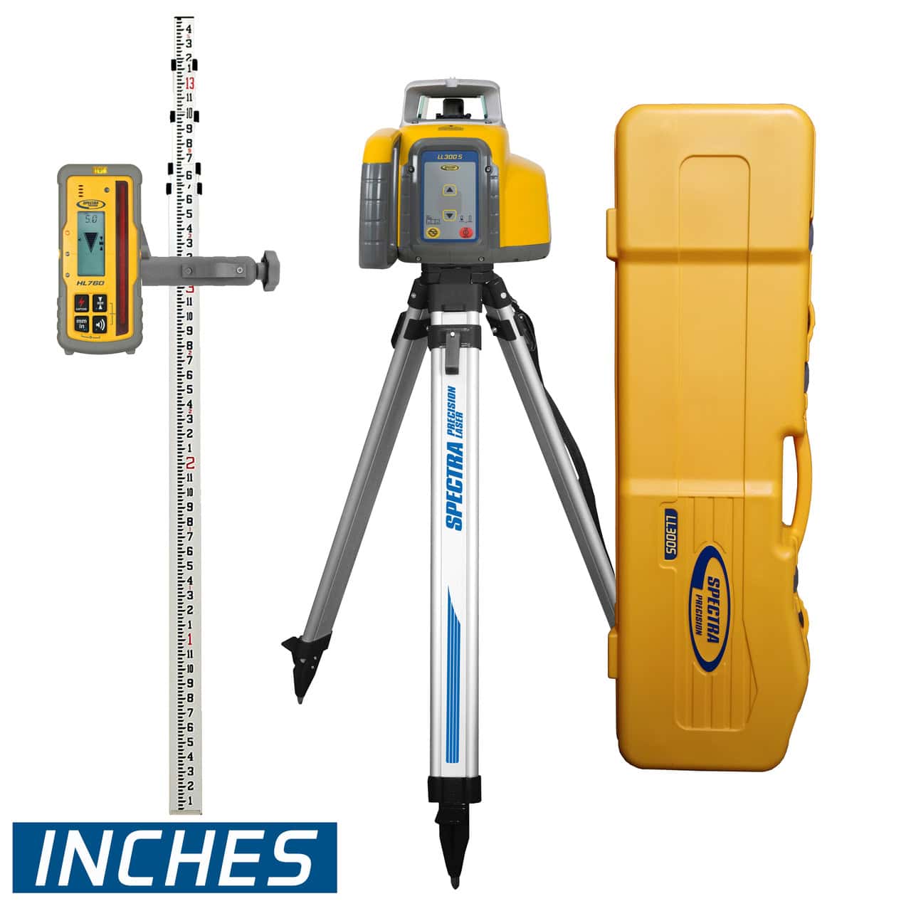 Browse Specs and more for the Spectra Precision LL300S-27 Laser Complete Package w/ HL760 Receiver and Inches Rod - KC Bobcat
